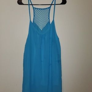 Spaghetti Strap Dress with Back Hallow Pretty Blue